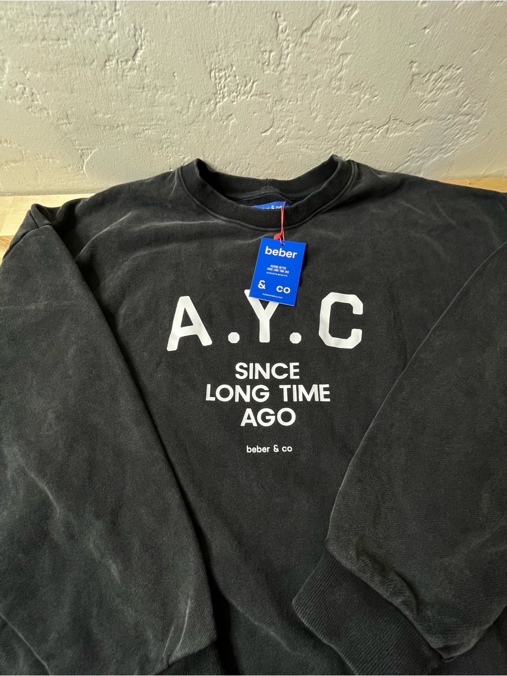 Beber & co A.Y.C Black Logo Crewneck Sweatshirt size large oversized - Picture 7 of 12